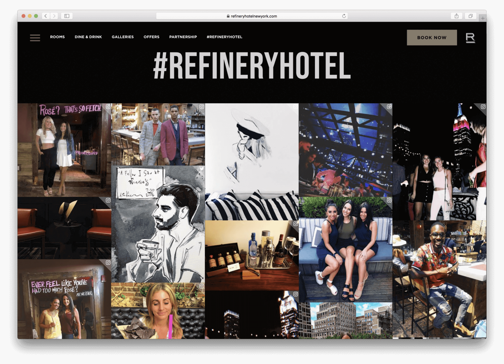 Online welcome page of The Refinery Hotels