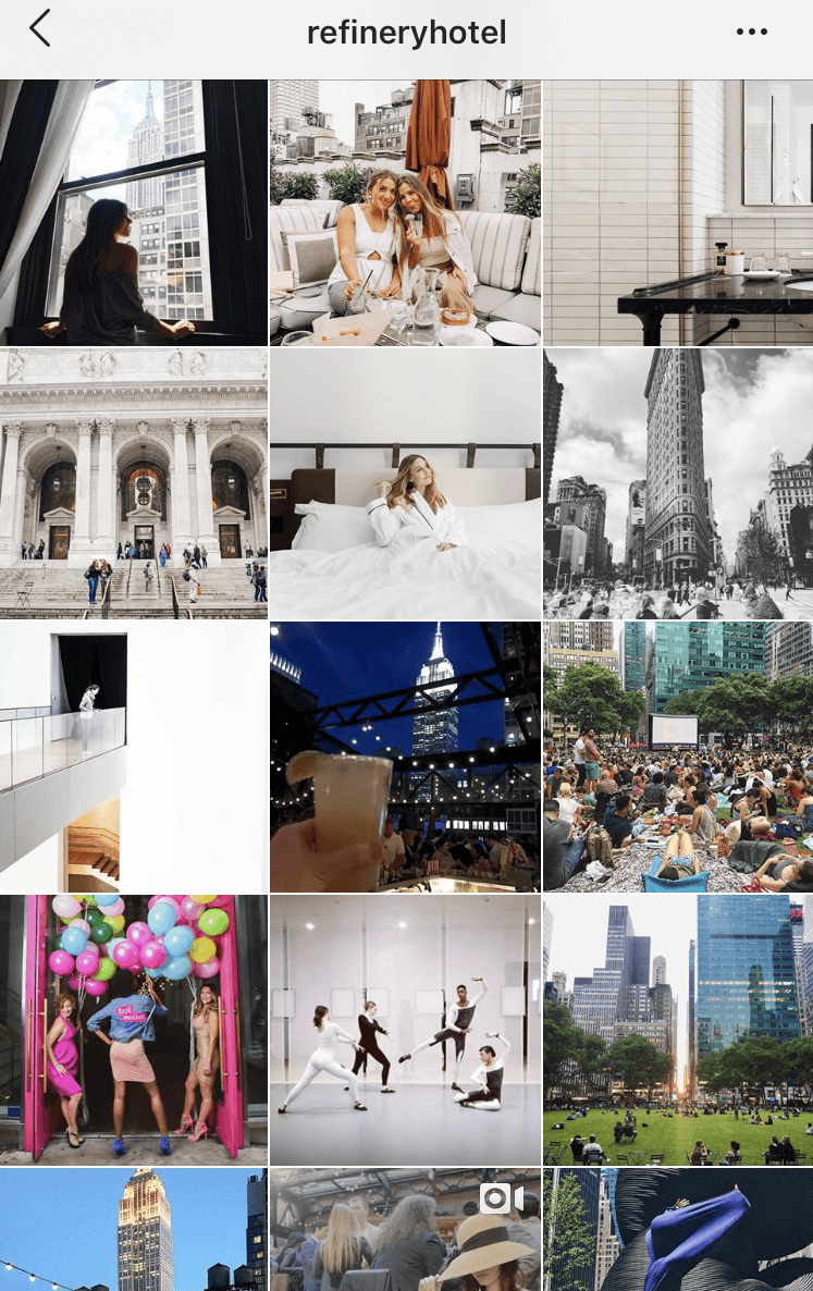 Fifteen different images posted by The Refinery Hotel on Instagram