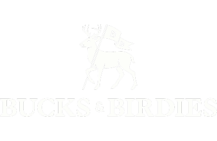 Branding by Spherical 12 Bucks & Birdies logo featuring a deer holding a flag with “BB” on a black background