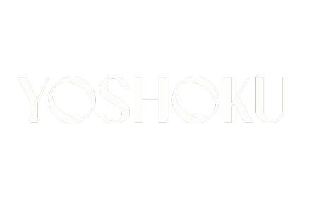 Branding by Spherical 6 White “Yoshoku” text displayed on a transparent background.